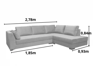 Sofá de Canto 5 Lugares 2,78m x 1,85m Chaise Lado Direito - PROMOÇÃO VELUDO  