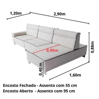 Sofá 4 Lugares com Encosto Móvel - Ret007