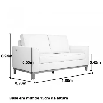 Sofá 2 Lugares, Base em MDF, Carregador USB - FLA004